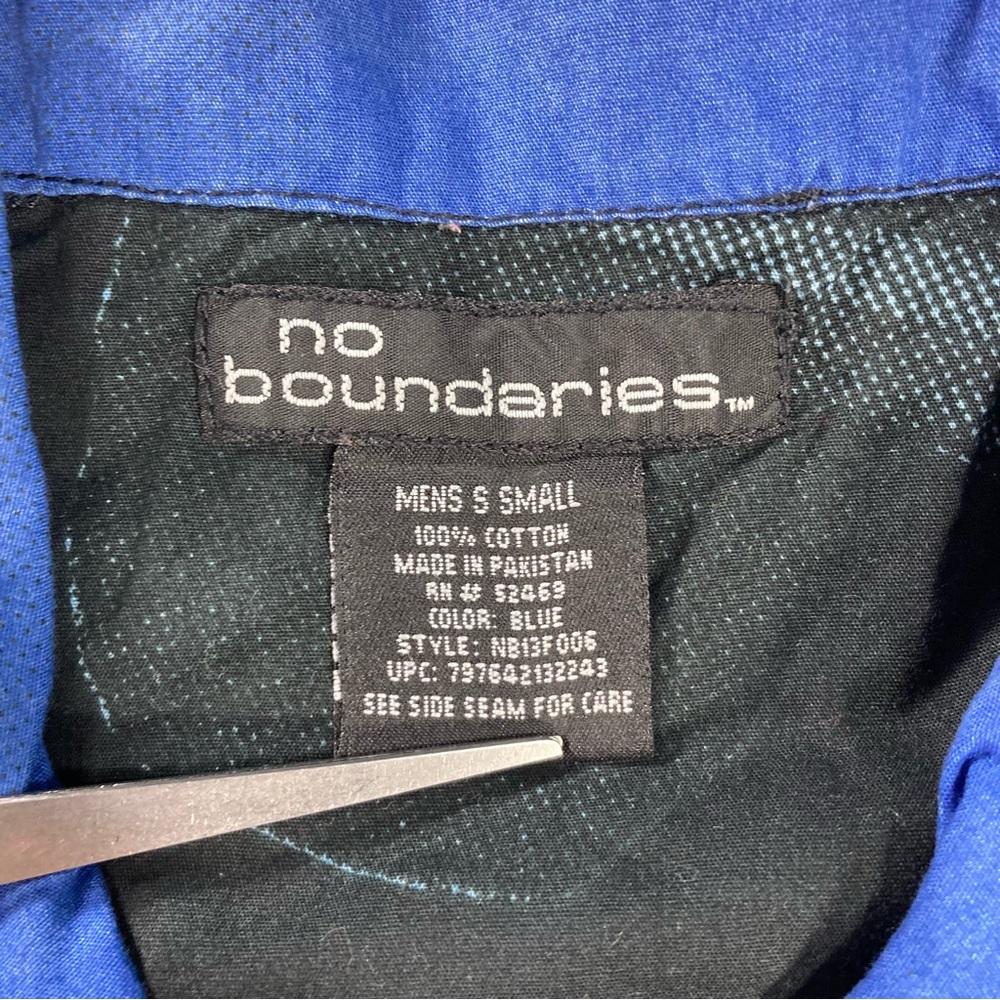 Vintage 90s No Boundaries Lead Foot Car Blue Fire Flame Button Up Shirt Sz Small - Picture 4 of 7